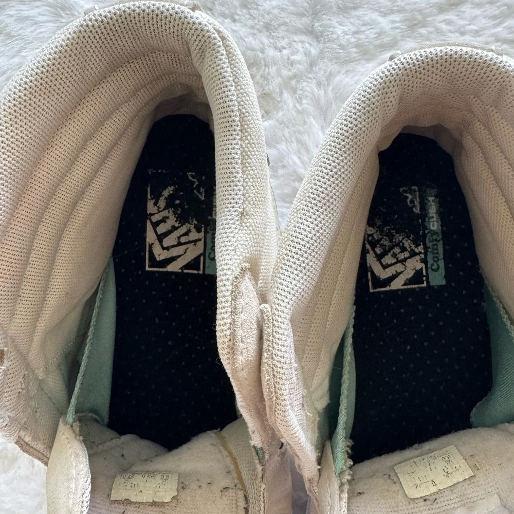 Vans Cream and Green High-Top Sneakers Shoes Men’s 8 - Picture 4 of 5